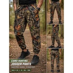 Rocky Camo Hunting Pants Elastic Waist Outdoor Jogger Pants Woodland Camouflage